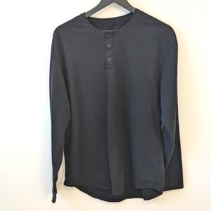 BYLT Basics Men's Black Long Sleeve Henley Size Large